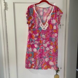 Vibrant Pink and Orange Patterned Dress